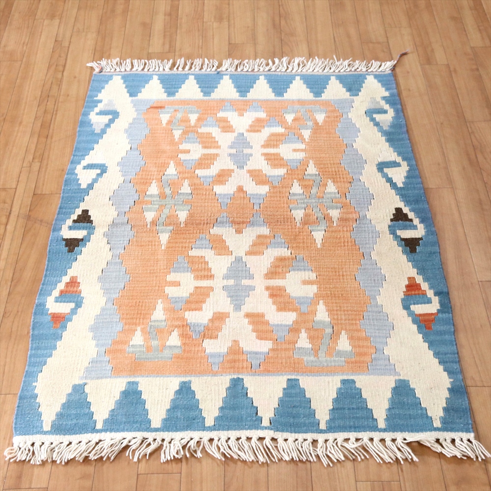 やわらかな織りのカイセリ産キリム　チェイレキ112×84cm サソリのモチーフ