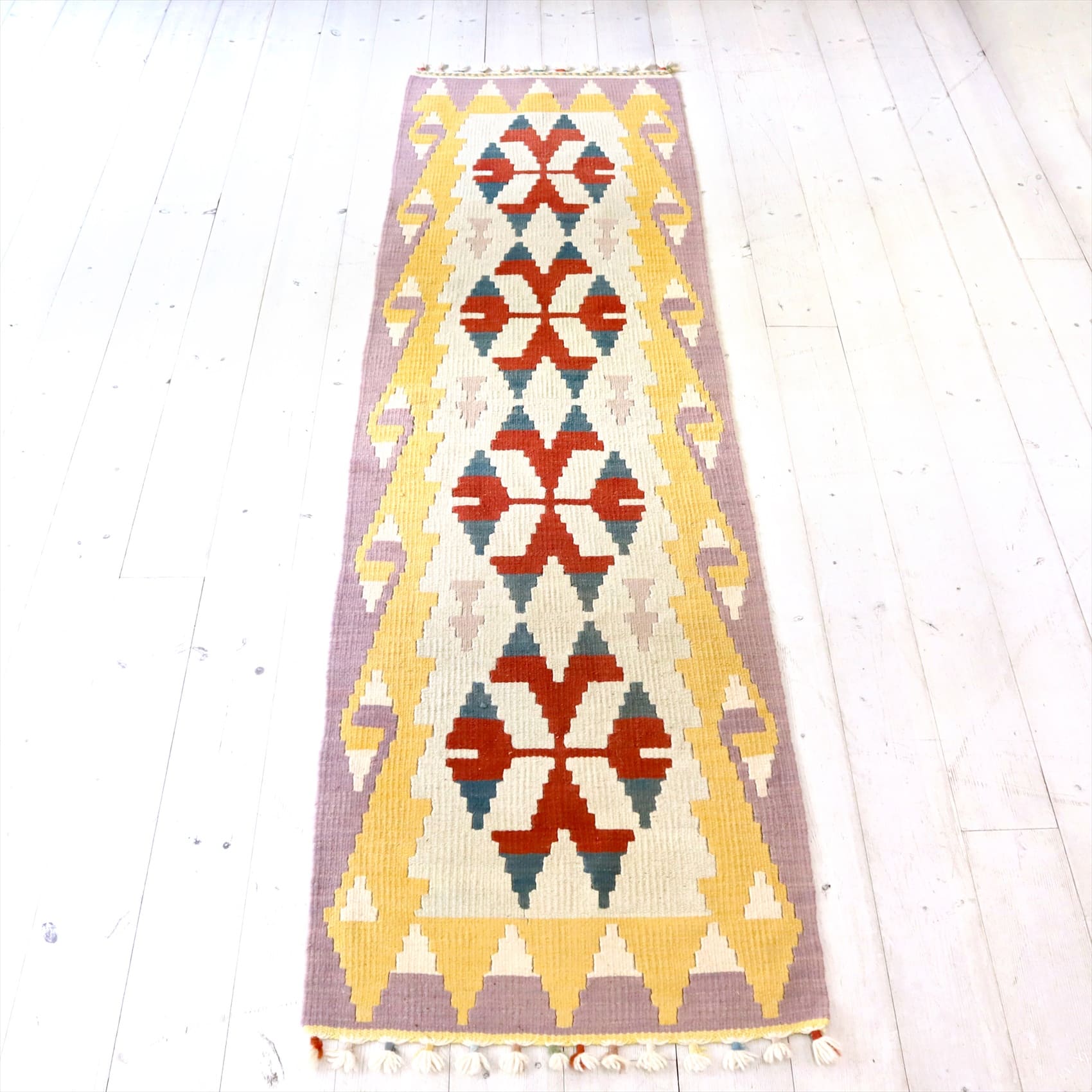 トルコの手織りキリム カイセリ192×53cm 狼の足跡