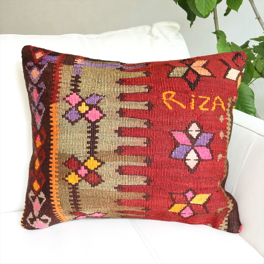 オールドキリムクッションカバー 50×40cmサイズ/Turkish Kilim Cushion <br>カルス(Kars)