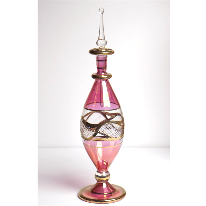 エジプト香水瓶 ガラス工芸 19cm 　クレオパトラ レッド