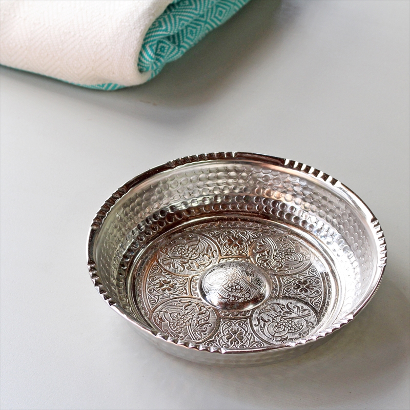 ハマム用銅製の洗面器シルバー/直径18ｃｍ