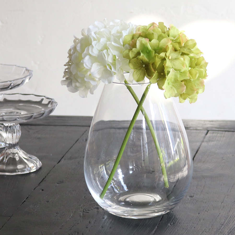 フラワーベース 花瓶 ガラス シンプル しずく型 直径14×高さ18cm Flower Vase Galass Drop