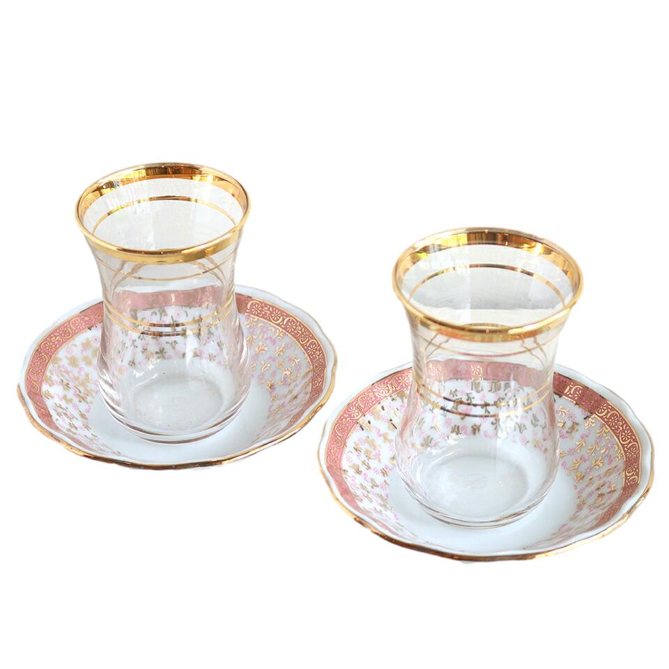 チャイグラス（チャイバルダック）２客セット Cay Bardag, Turkish Tea /パパテヤ・ピンク