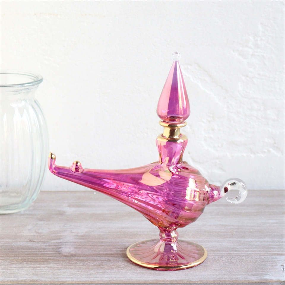 エジプトガラス香水瓶　アラジンランプ　Egyptian Perfume Bottle Aladdin Lamp　パープル オプティック